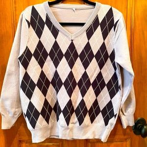 NEW! 90’s style High School Knitted Argyle Sweater